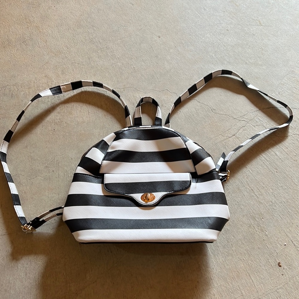 Mini black and white striped backpack